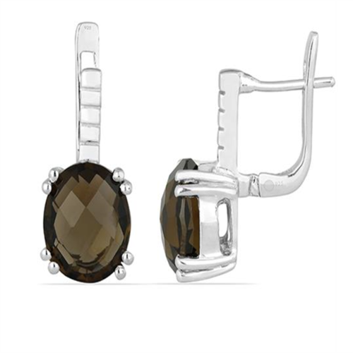 BUY STERLING SILVER NATURAL SMOKY GEMSTONE EARRINGS